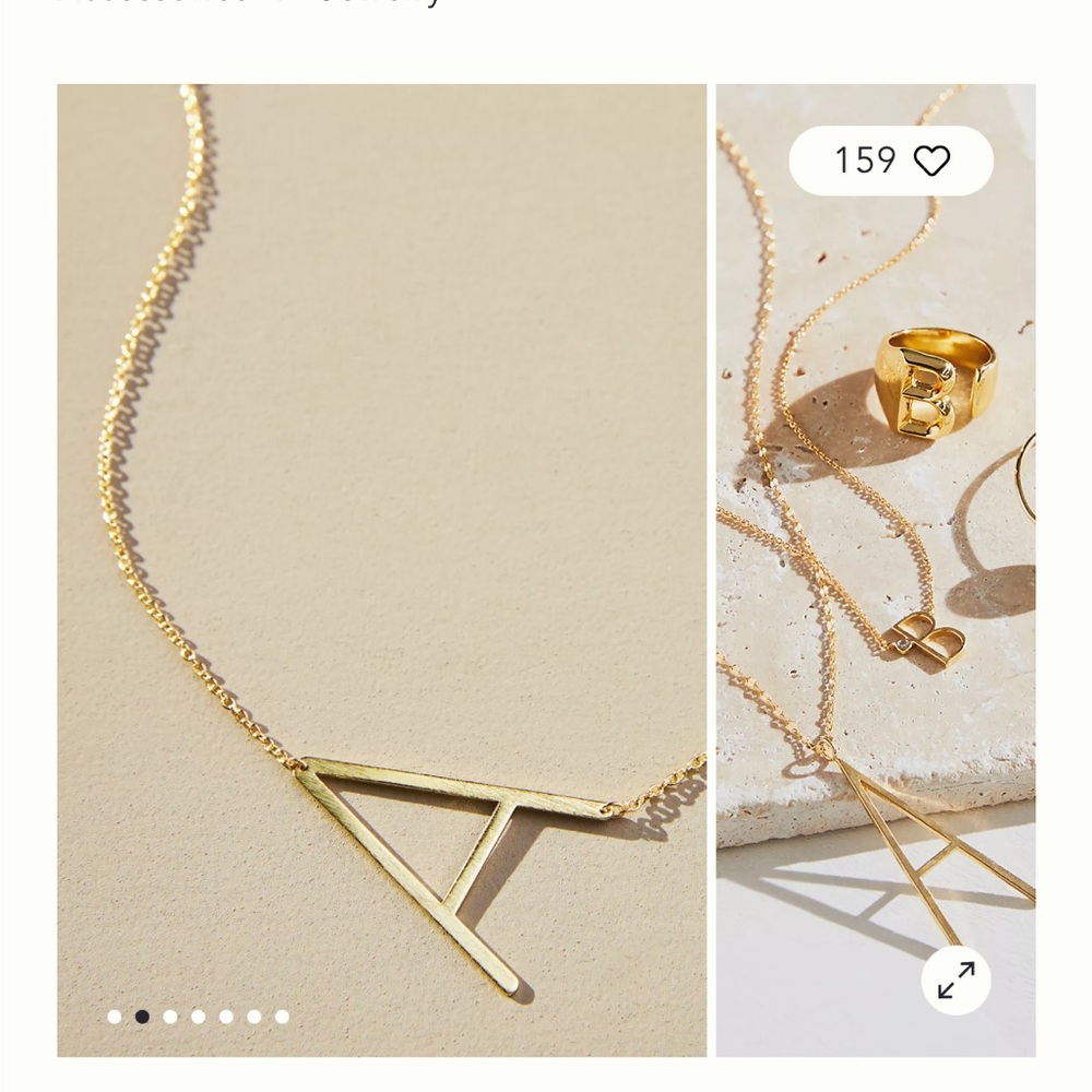 Anthropologie Sideways Initial Letter N Chain Necklace Gold Tone 17 Inch